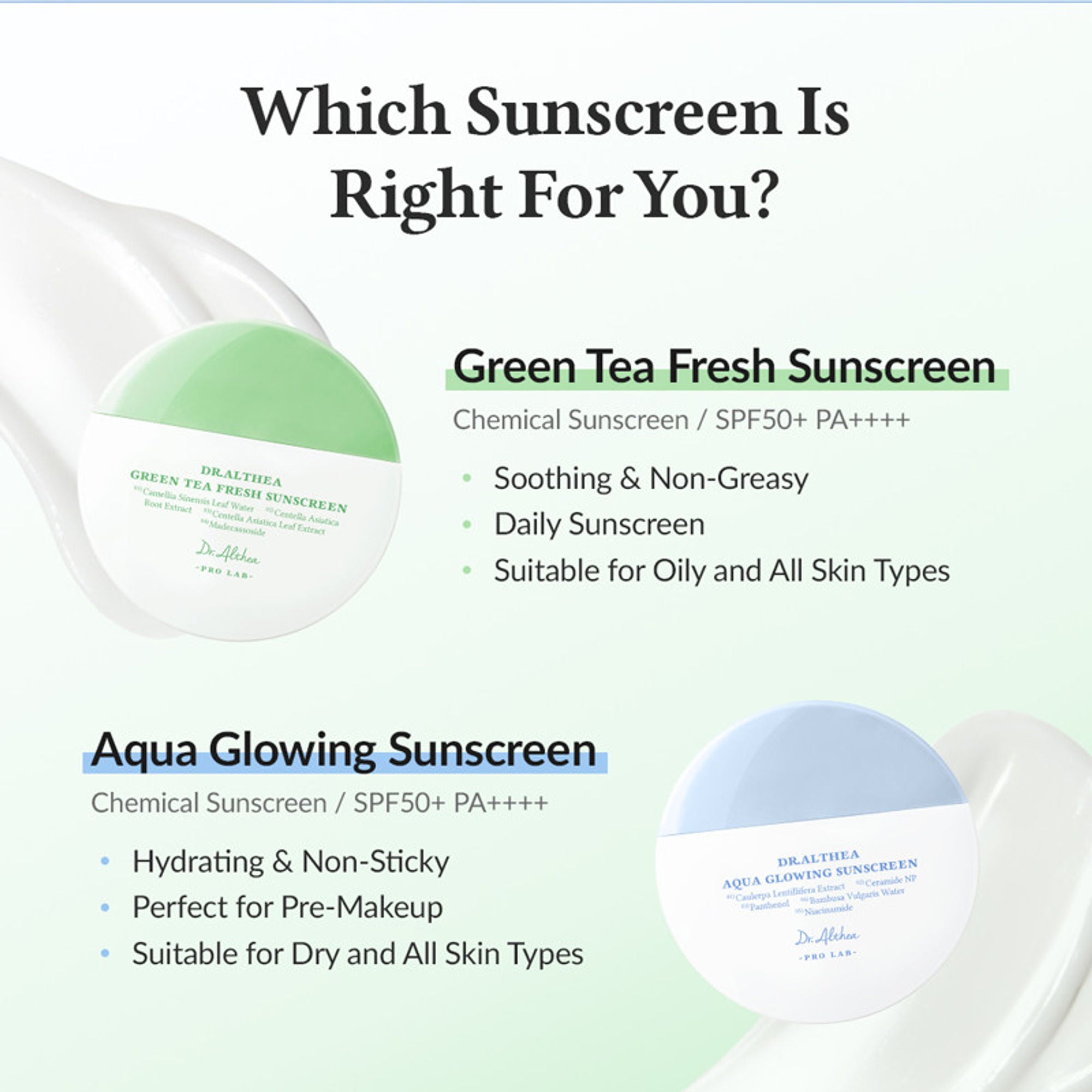 Dr.Althea Green Tea Fresh Sunscreen: Calming & Sebum Control SPF 50+ PA++++ Sun Cream - Distacart