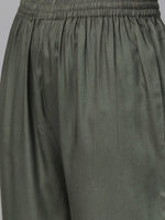 Thumbnail for Anubhutee Women Charcoal Grey & Pink Embroidered Kurta with Trousers - Distacart