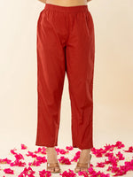 Thumbnail for Yufta Brown Cotton Angrakha Style Kurta With Dobby Dupatta Set