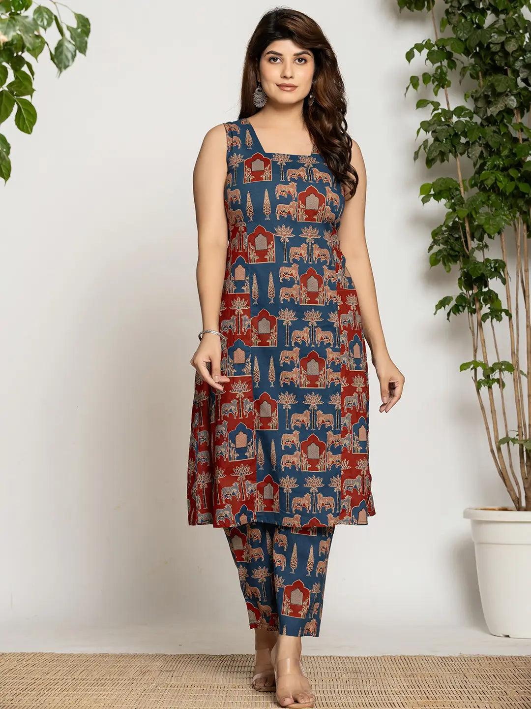 Yufta Cotton A-Line Sleeveless Co-Ord Set - Distacart