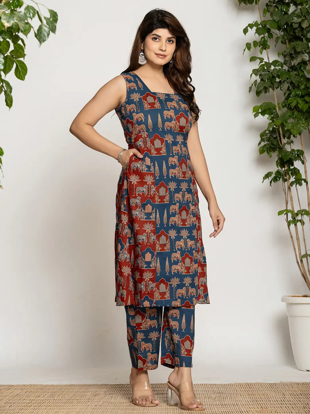 Yufta Cotton A-Line Sleeveless Co-Ord Set - Distacart