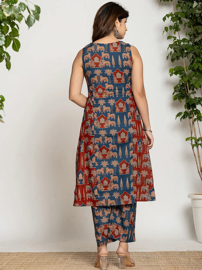 Yufta Cotton A-Line Sleeveless Co-Ord Set - Distacart