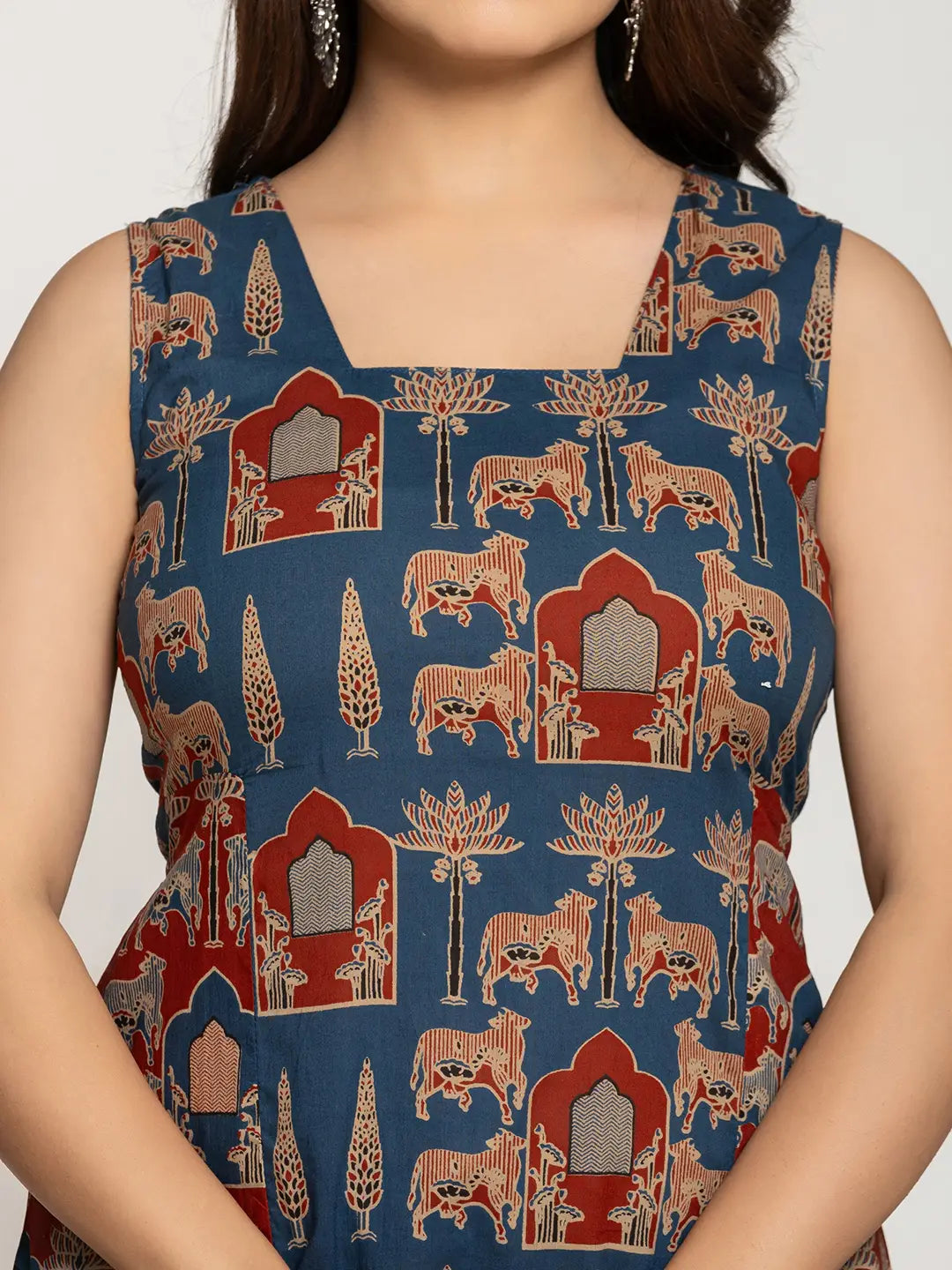 Yufta Cotton A-Line Sleeveless Co-Ord Set - Distacart