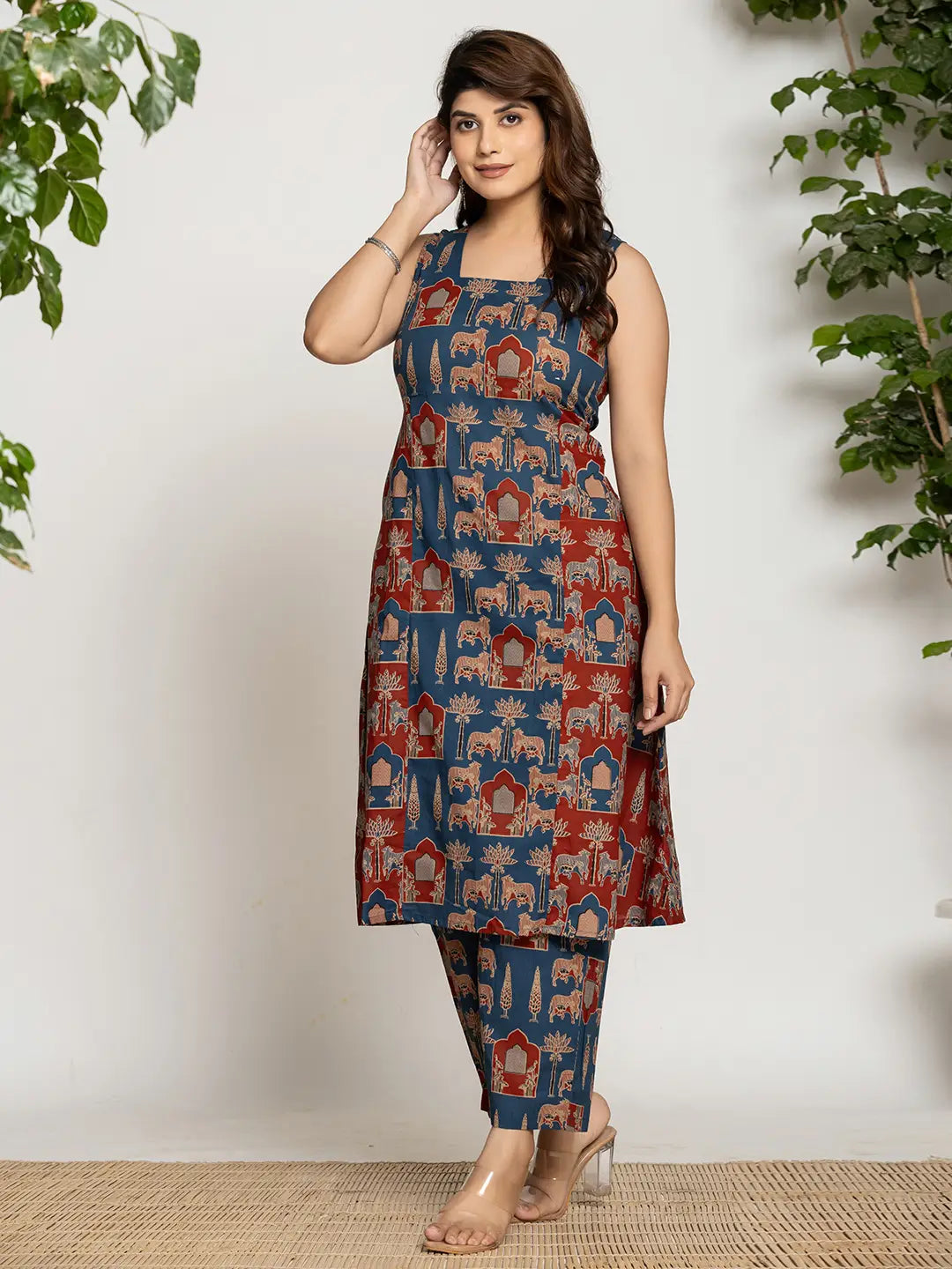 Yufta Cotton A-Line Sleeveless Co-Ord Set - Distacart