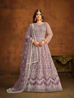 Thumbnail for Anaita Lavender Embroidered Net Anarkali Suit - Distacart