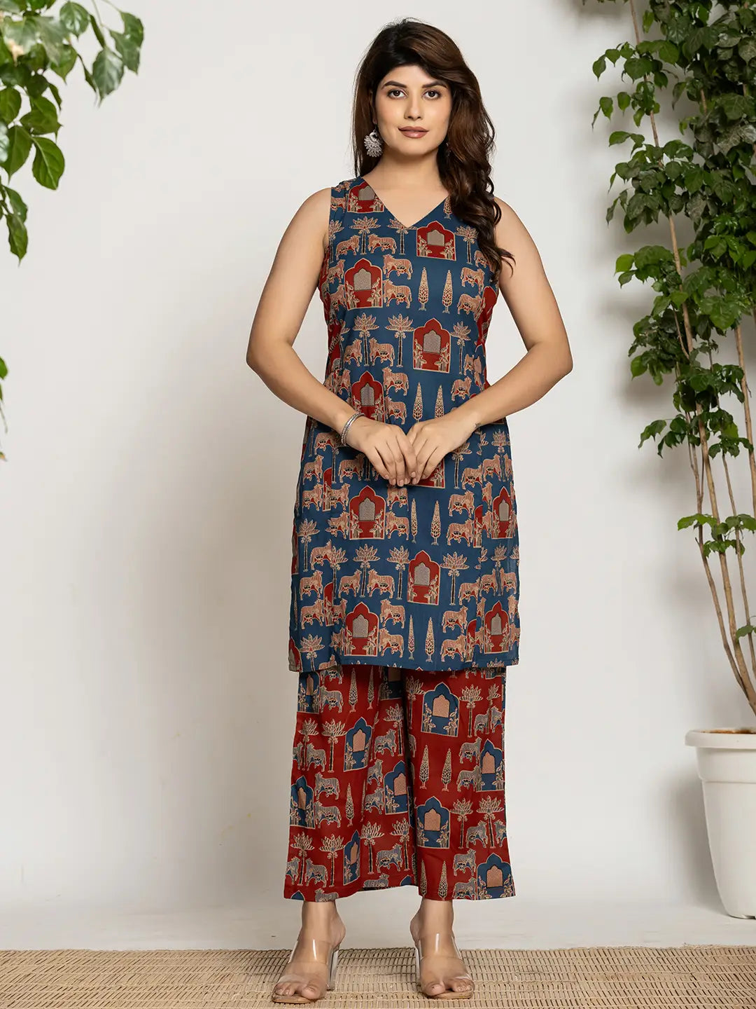 Yufta Cotton Sleeveless Co-Ord Set - Distacart