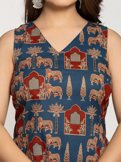Yufta Cotton Sleeveless Co-Ord Set - Distacart