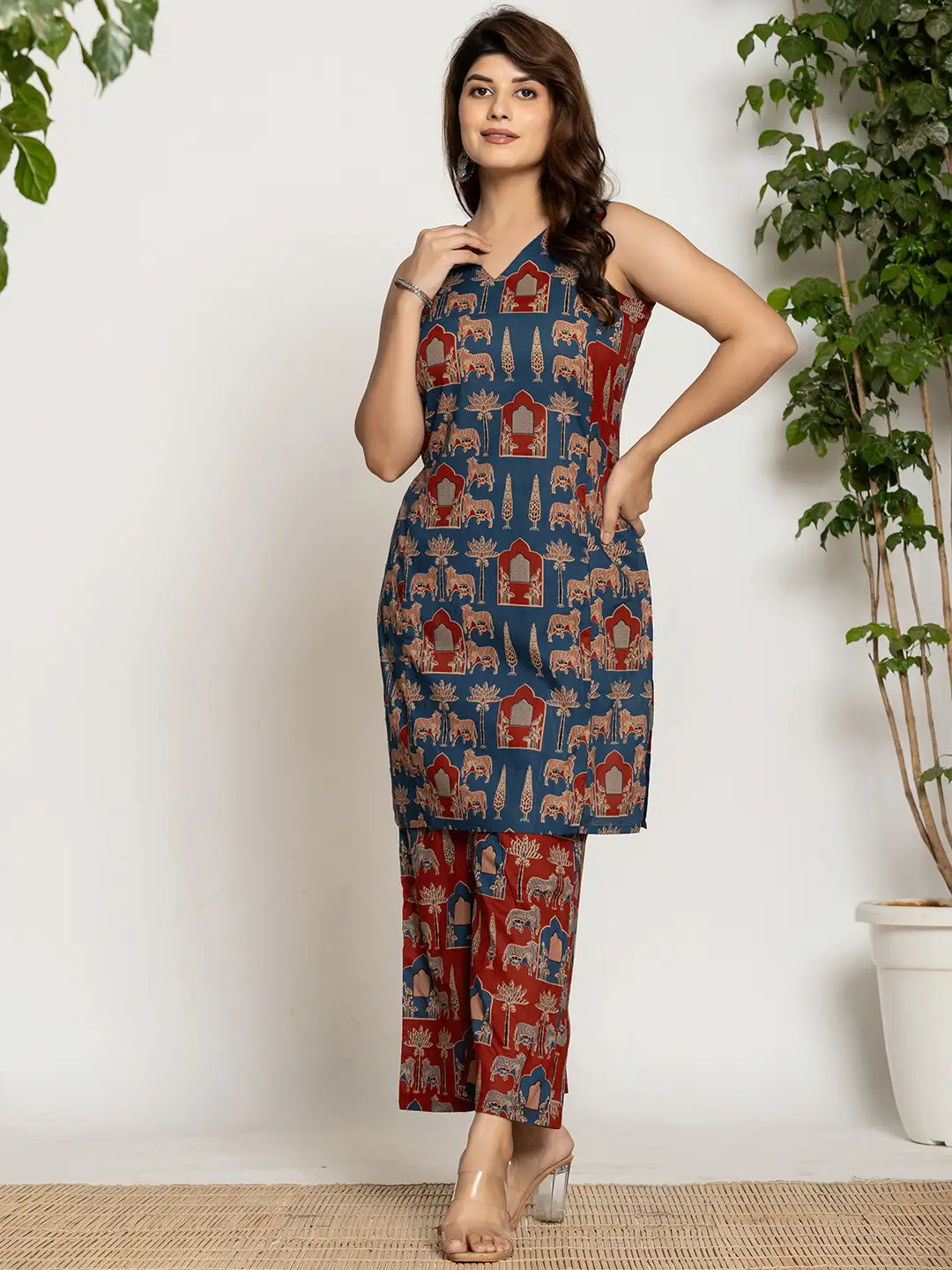 Yufta Cotton Sleeveless Co-Ord Set - Distacart