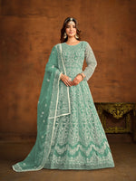 Thumbnail for Anaita Sky Blue Embroidered Net Anarkali Suit - Distacart