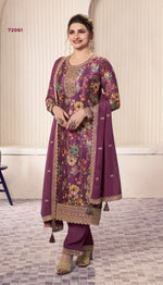 Thumbnail for Anaita Purple Chinon Digital Print Sequence Embroidered Salwar Suit - Distacart
