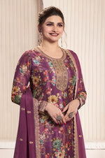 Thumbnail for Anaita Purple Chinon Digital Print Sequence Embroidered Salwar Suit - Distacart