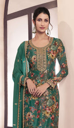 Thumbnail for Anaita Green Chinon Digital Print Sequence Embroidered Salwar Suit - Distacart