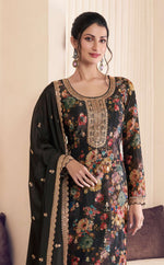 Thumbnail for Anaita Black Chinon Digital Print Sequence Embroidered Salwar Suit - Distacart