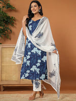 Thumbnail for Yufta Cotton Strappy Block Print Kurta Dupatta Set