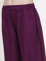 Thumbnail for TAG 7 Women Purple Solid Wide Leg Palazzos