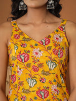 Thumbnail for Yufta Mustard Cotton Sleeveless Kurta Dupatta Set
