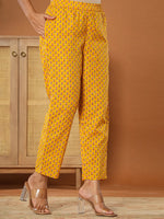 Thumbnail for Yufta Mustard Cotton Sleeveless Kurta Dupatta Set