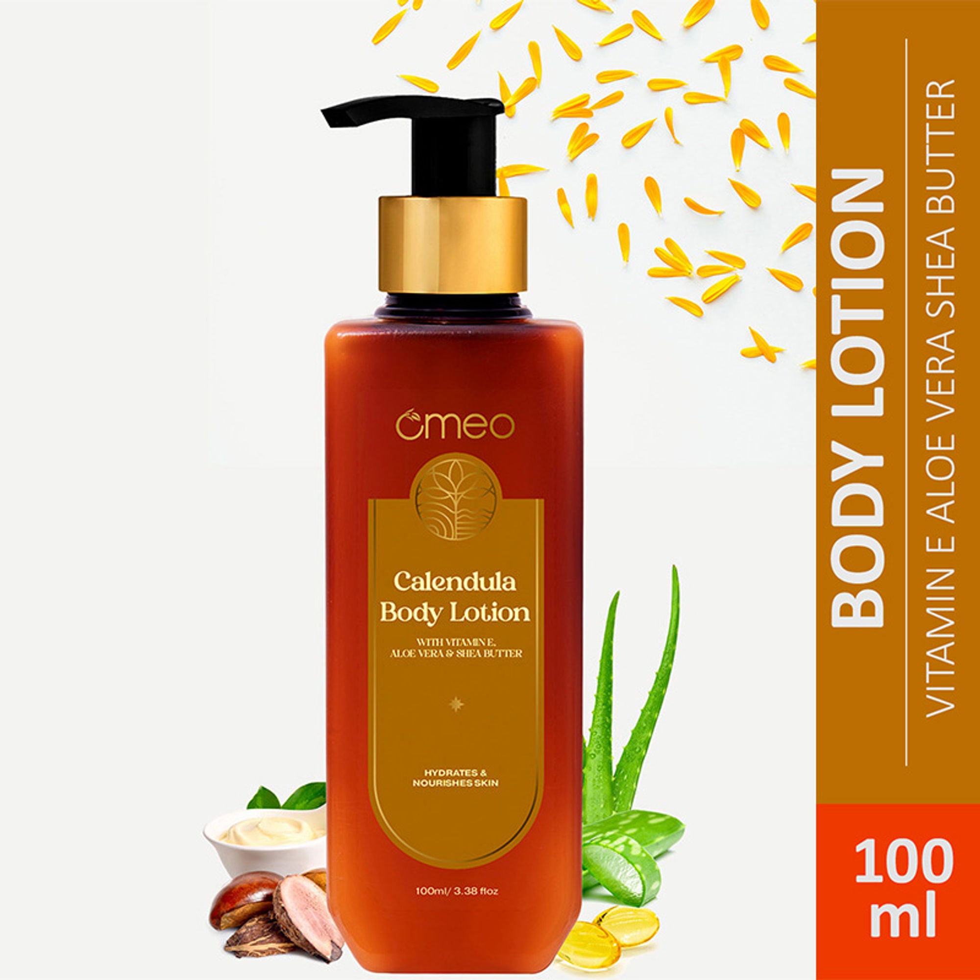 Omeo Calendula Body Lotion with Vitamin E, Aloe Vera & Shea Butter - 100ml
