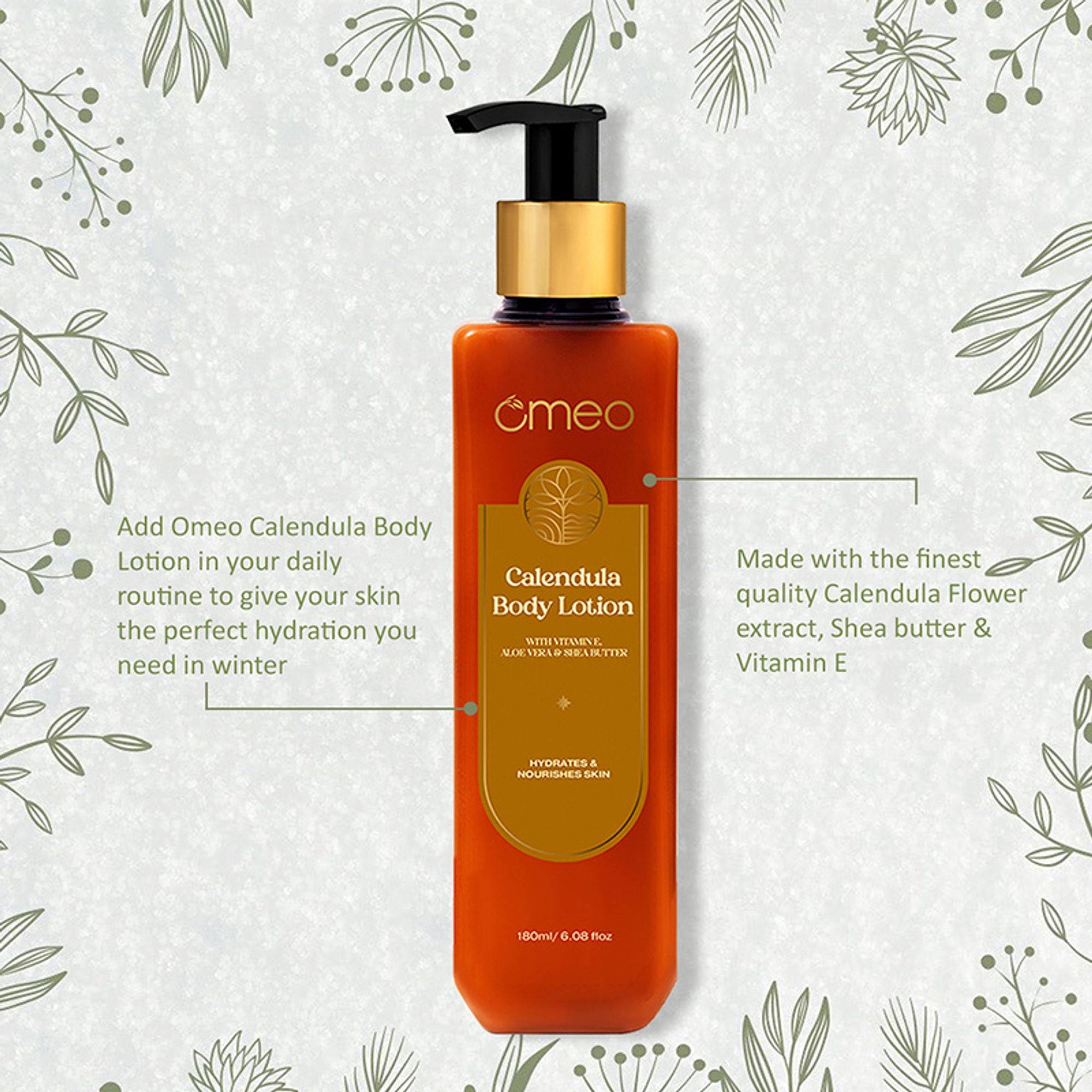 Omeo Calendula Body Lotion with Vitamin E, Aloe Vera & Shea Butter - Dista