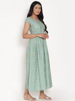 Thumbnail for AURELIA Women Green Ethnic Motifs Ethnic Maxi Dress - Distacart