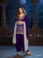 Thumbnail for Anaita Purple Silk Farshi Salwar Suit With Codding Dori & Sequence Work - Distacart