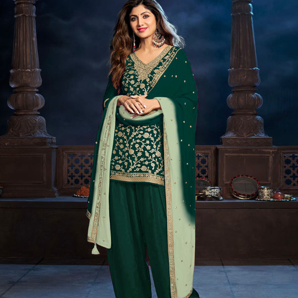 Anaita Green Silk Farshi Salwar Suit With Codding Dori & Sequence Work - Distacart