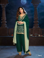 Thumbnail for Anaita Green Silk Farshi Salwar Suit With Codding Dori & Sequence Work - Distacart