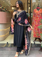 Thumbnail for Kalini Floral Yoke Design Regular Sequinned Kurta With Trousers & Dupatta - Distacart