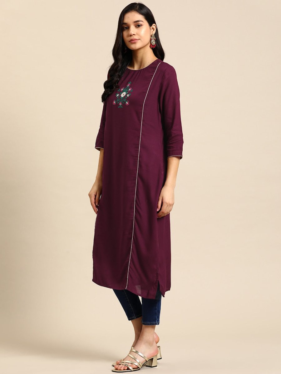 All About You Women Floral Embroidered Kurta - Distacart