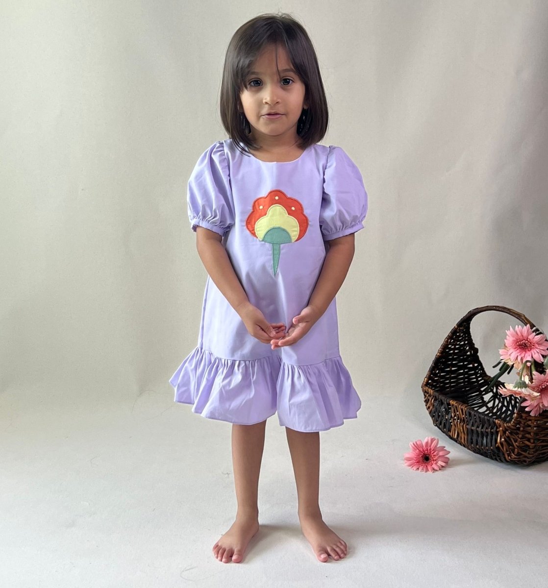 ArthLife Lavender Flower Patch Casual Dress - Distacart