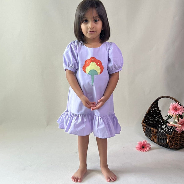 ArthLife Lavender Flower Patch Casual Dress - Distacart