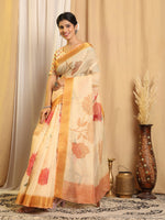 Thumbnail for Shivam Fabrics Beige Chanderi Fabric Printed Saree