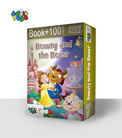 Advit Toys Beauty and The Beast- Jigsaw Puzzle | Story Theme Puzzle Gift for Kids & Toddlers (100 Pieces + Educational Fun Fact Book Inside) - Dista