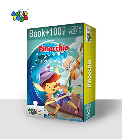 Advit Toys Pinocchio - Jigsaw Puzzle | Educational Story Puzzle for Kids (100 Pieces + Educational Fun Fact Book Inside) - Dista