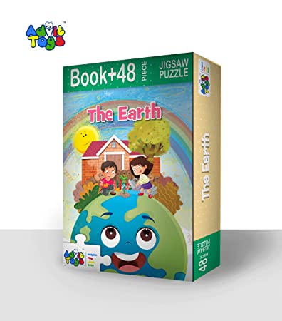 Advit Toys - The Earth Jigsaw Puzzle | Educational Earth Puzzle for Kids & Toddlers 4+ Years (48 Pieces + Educational Fun Fact Book Inside) - Dista