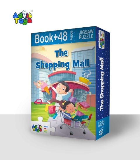 Advit Toys - The Shopping Mall Jigsaw Puzzle | Educational Shopping Mall Puzzle for Kids Age 5+ Years (48 Pieces + Educational Fun Fact Book Inside) - Dista