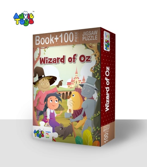 Advit Toys Wizard of Oz - Jigsaw Puzzle | Educational Story Puzzle with Realistic Illustrations (100 Pieces + Educational Fun Fact Book Inside) - Dista
