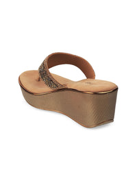 Thumbnail for Metro Gold-Toned Party Wedge Sandals
