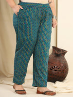 Thumbnail for Yufta Navy Blue Pure Cotton Sequins_Work Kurta Dupatta Pant Set With Handwork