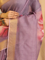 Thumbnail for Shivam Fabrics Purple Chanderi Fabric Printed Saree