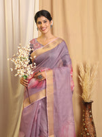 Thumbnail for Shivam Fabrics Purple Chanderi Fabric Printed Saree