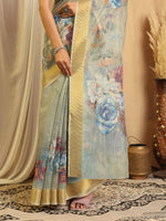 Thumbnail for Shivam Fabrics Sea Green Chanderi Fabric Printed Saree