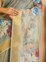 Thumbnail for Shivam Fabrics Sea Green Chanderi Fabric Printed Saree