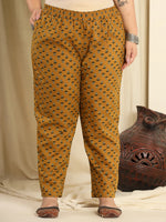 Thumbnail for Yufta Mustard Pure Cotton Kantha Work Kurta Dupatta Pant Set With Handwork