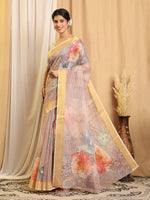 Thumbnail for Shivam Fabrics Purple Chanderi Fabric Printed Saree