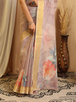 Thumbnail for Shivam Fabrics Purple Chanderi Fabric Printed Saree
