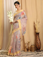 Thumbnail for Shivam Fabrics Purple Chanderi Fabric Printed Saree