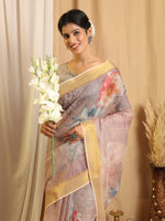 Thumbnail for Shivam Fabrics Purple Chanderi Fabric Printed Saree
