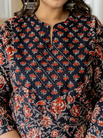 Thumbnail for Yufta Pure Cotton Black Plus Size Kurta Dupatta Pant Set