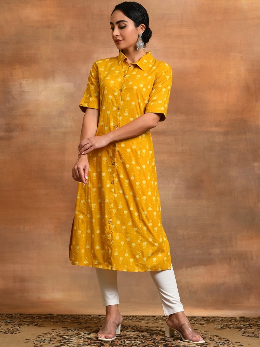 Aks Ethnic Motifs Printed Pure Cotton Straight Kurta - Distacart